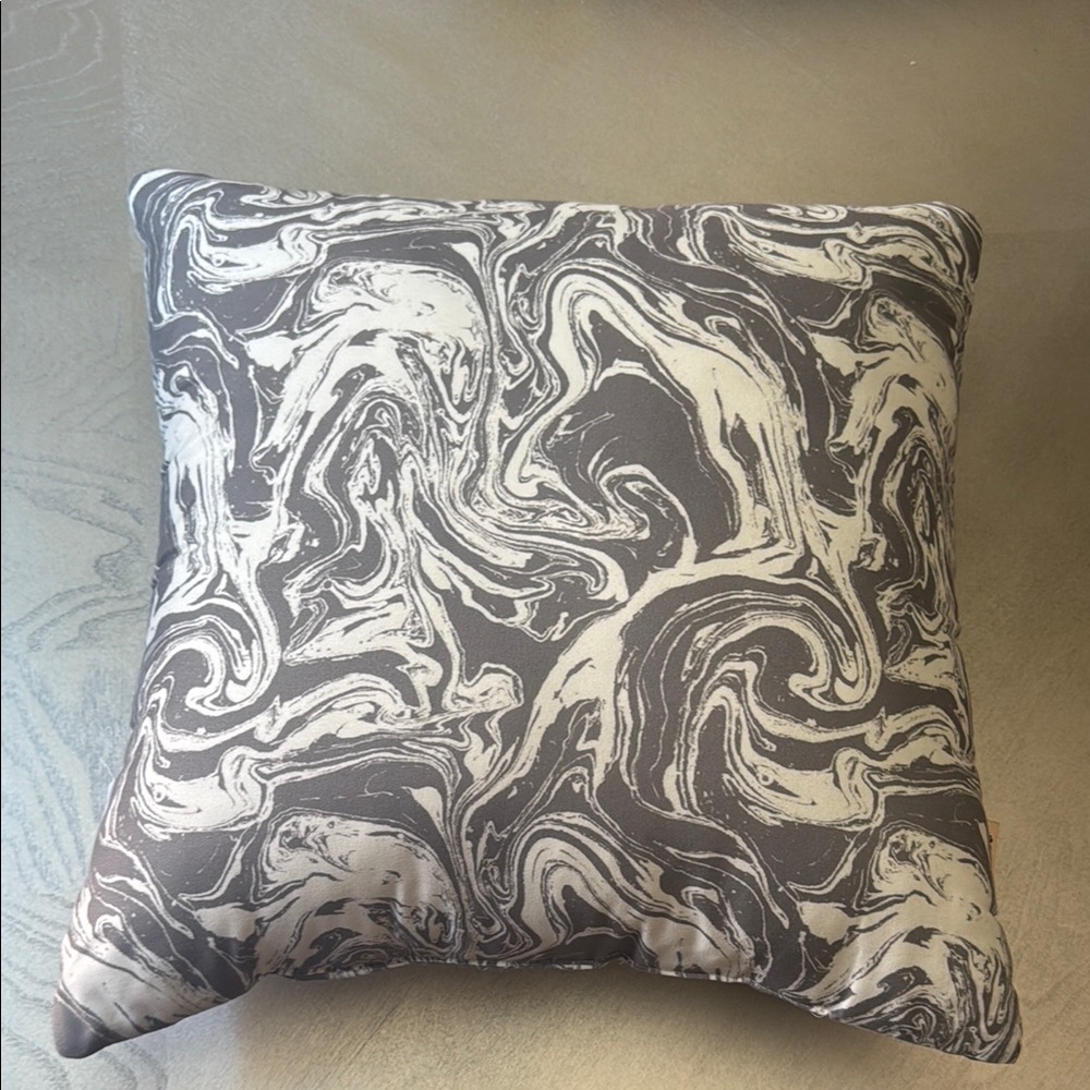 BCBGeneration Gray and White Accent Pillow with Marble Design